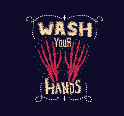 Wash your hands hand drawn lettering procreate type