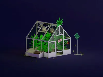 Marijuana Greenhouse 3d 3d illustration c4d cinema4d cinema4dart illustration isometric lowpoly modeling render