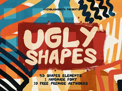 Ugly Shapes: 50 Shape Elements creative market haandmade texture handmade shape handmadefont shape shape pack shapes ugly ugly shape ugly texture