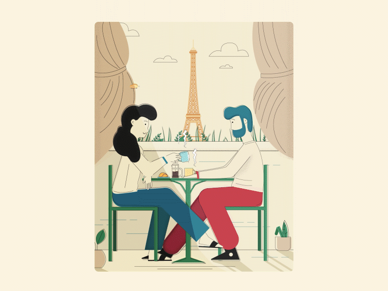 Paris Love adobe aftereffects adobe illustrator aftereffects character characterdesign charater design flat design flatdesign illustration motion graphic