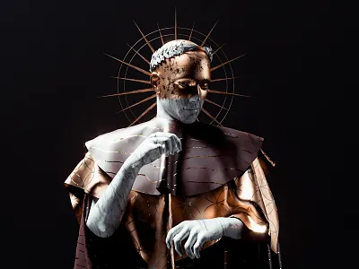 dark. 3d 3dart abstract cgi colorful dark digitalart geometry gold human illustration render shapes surrealism texture