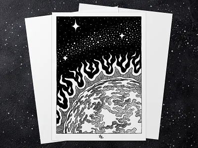"Space Three" | Space Series | Ink Illustration drawing galaxy illustration solar space sun universe
