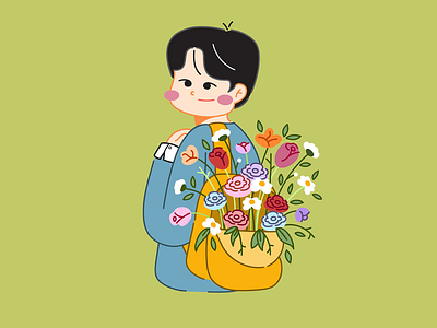 About Spring: Youngso bag boy brother character character design digital art digital illustration doodle doodle art fanart flat flat design hoppipolla illustration kim youngso son spring teenage young