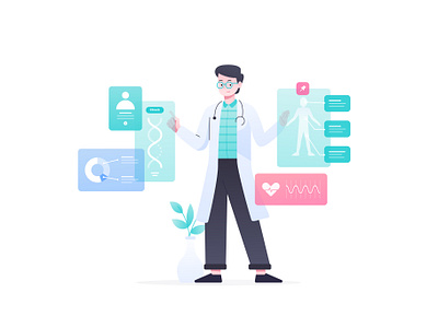 Modern Doctor Illustration analysis analyze character creative data doctor flat illustration health health app healthcare illustration illustrations ui uiux ux vector vector illustration