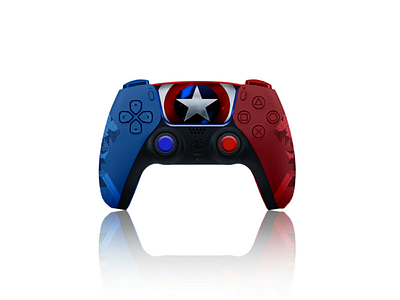 PS5 Controller - Captain America Edition colorful comic design fantasy illustration play station play station skin product product design ps5 ps5 controller skin design