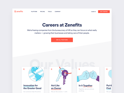 Zenefits Careers Page illustration illustrations saas saas design saas website web web design web site website website concept website design websites