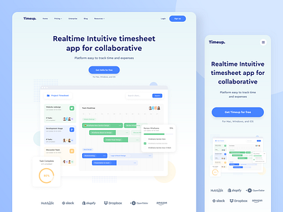 Timeup - Landing Page analytics app blue clean design designer landing page management project management saas design task list timesheet ui uidesign ux uxdesign web webdesign website wordpress