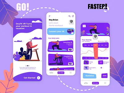 Ocufit home virtual fitness app activity app app design design fitness health interaction design interface ios minimal mobile product design statistics stay home training ui user experience ux workout