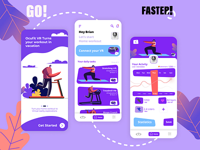Ocufit home virtual fitness app activity app app design design fitness health interaction design interface ios minimal mobile product design statistics stay home training ui user experience ux workout