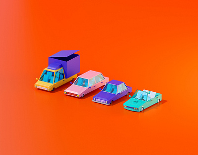 Cars 3d 3d art car cartoon illustration low poly lowpoly