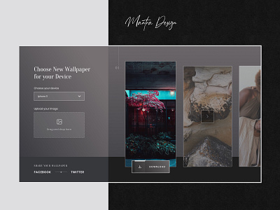 Wallpaper service brand clean creative darktheme exploration footer interface landing page layout mantra labs minimal portfolio simple ui uidesign uiux uxdesign visual design webdesign website