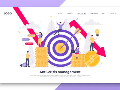 Anticrisis management 2020 v2 arrow branding business concept crisis design downturn flat illustration man people vector