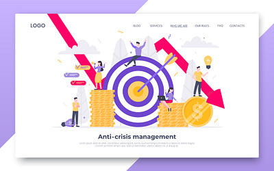 Anticrisis management 2020 v2 arrow branding business concept crisis design downturn flat illustration man people vector