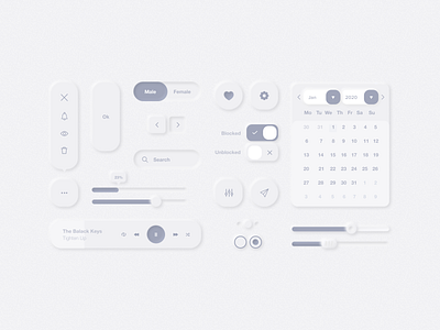 Neumorphism UI Elements app behance digitaldesign dribbble interface mobile neumorphism ui userinterface ux webdesigner