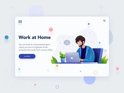 WorkAtHome app art design drawing dribbble illustration procreate ui web