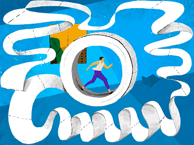 Sports activity during Quarantine. Running activity character concept concept art covid covid19 design fitness home illustration isolation physical quarantine run running stay stayhome toiletpaper virus window