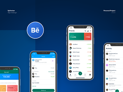 Splitwiser - Behance Presentation app behance behance project cards case study finance finance app illustrations ios mobile mobile app mockup money money app redesign ui uidesign uiux ux uxdesign