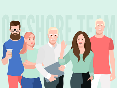 Offshore Team Illustration coffee designer developer illustration man office life people team woman work