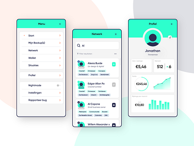 App-design voor CommonEasy app app design applicatie applications clean design green illustration illustrator mobile netwerk portfolio profile ui