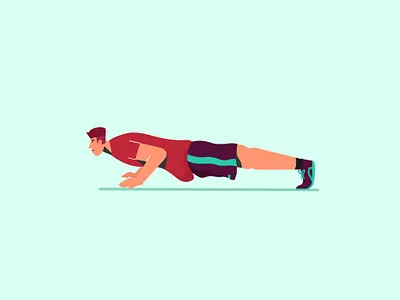 Push Up 2d character dribbble fit flat design guy gym illustration inspirations push up shot vector