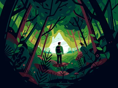 Forest color forest green house illustration nature traveler