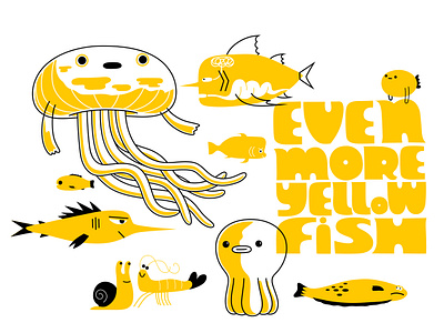 even more angler animal cartoon character design dribbble fantasy fish fishing flounder illustration jelly fish mascot nature ocean sea sealife shrimp snail swordfish