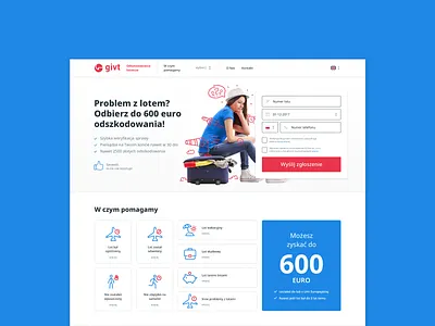 Givt - helps you claim your flight rights claims design flights grid layout web web design website website design