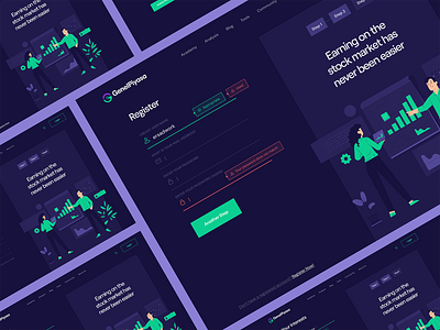 Genel Piyasa Login & Register Page's [Dark Mode] analysis analytic coin dark mode design exchange illustration landing pages landingpage login design register typography ui ux web