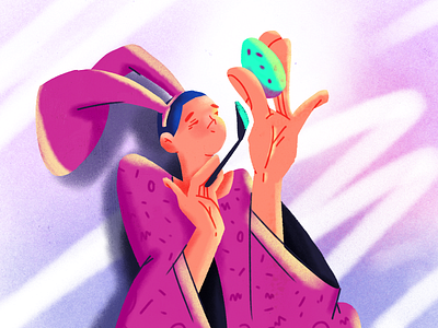 Easter bunny animal artist brush character design easter easter bunny easter egg egg furry girl hands illustration painting rabbit texture