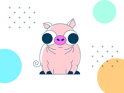 Concerned pig finance flat hero illustration light pastel