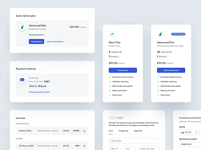 Sentinic - Subscription analytics dashboard b2b crm dashboard app engine google google results reputation saas saas app saas website search search engine sentiment subscribe form subscription