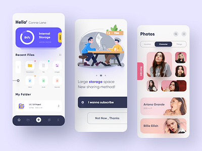 File Manager App Design 2020 app application cards clean cloud design figma file manager file upload files folder icon illustration mobile storage ui ux