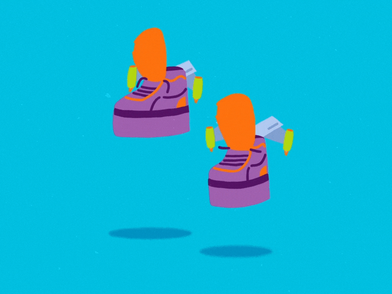 Take off! after effects animation animation 2d blue character colour colourful flying flying shoes illustration loop looping animation robot shoes sneakers texture trainers