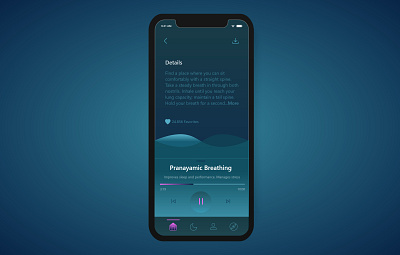 Meditation app app branding breathing concept dark theme design flat gradients icon meditation minimal mobile ui player ui