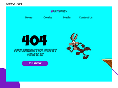 DailyUI - 008 | 404 Page 404page daily 008 daily 100 challenge dailychallenge dailyui dailyuichallenge design landingpage ui ux web webdesign