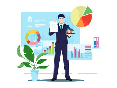 Credit businessman character credit design flat illustration man vector