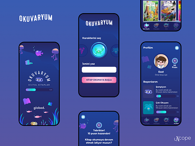 Okuvaryum Mobile App UX/UI Design kid books mobile okuvaryum ui design