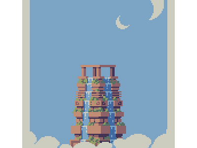 Hanging gardens 8bit artwork environment design game design gameart illustration pixel art pixelart ドット絵