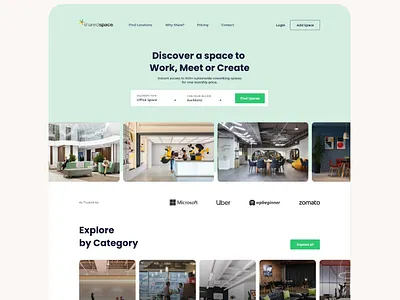Sharedspace branding co working colors company concept design furniture icons illustration interior minimal office space realestate typography ui uiux web