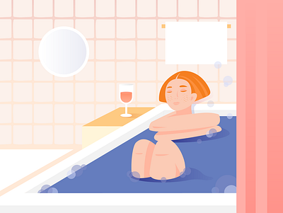 Stay home feel relax 2d ai bath drawing girl home illustration illustrator relax stay home vector