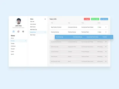 Process Management System (Initial Prototype) app city design figma flat management system minimal process sites tasks team ui ux vector web work