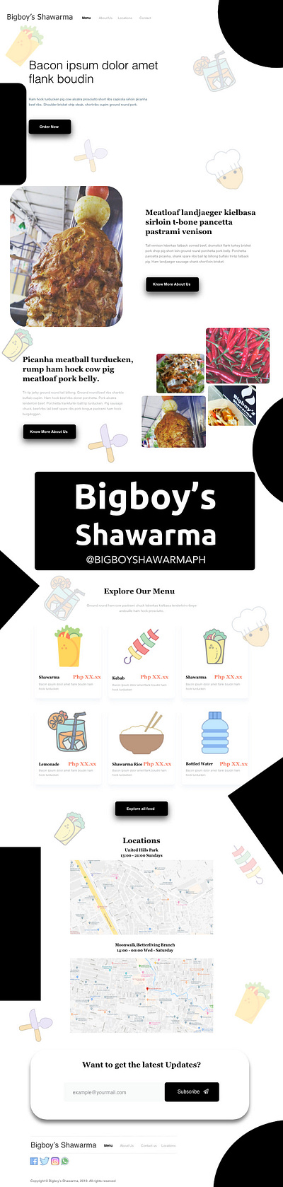 Bigboy's Shawarma adobe xd ui ux web website