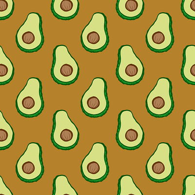 Avocado halves avocado food hand drawn illustration ink pentel brush pen repeat pattern surface design surface pattern