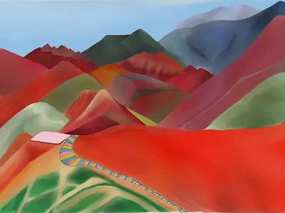 Zhangye National Geopark china gansu illustration landscape mountains nature