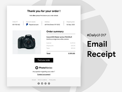 #DailyUIChallenge 017 - Email Receipt dailyui dailyui 017 dailyuichallenge digital receipt email email design email receipt order order recap receipt uidesign webdesign
