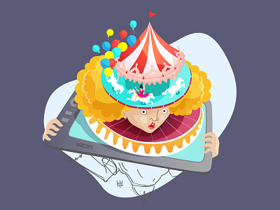 Wacom, land of colors baloons carousel character design circus color digital art digital illustration digital painting flat design girl illustration illustrator scketch surprise vector vector illustration wacom wacom tablet web illustration world