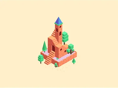 Castle on the Hill adobeillustrator cartoon digitalart flatdesign icon illustration lineart vector vectordesign