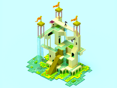 Monument valley 2 3dart architechture design illustration magicavoxel monumentvalley scene voxel voxel3d voxelart