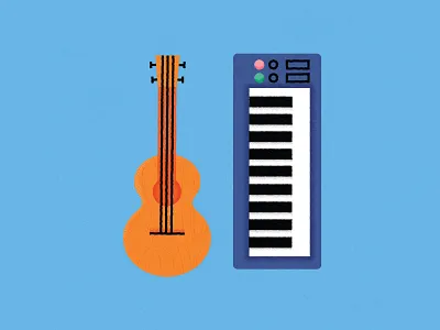 Musical instruments design electronic flat guitar icon illustration music piano play sound vector