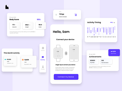 Fitness app UI elements app colors creative design fitness mobile app typography uidesign ux design